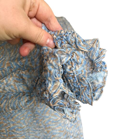 Lafayette 148 New York Silk Blend Paley Jacquard Long Sleeve Top Blue Cream XS - Picture 10 of 16